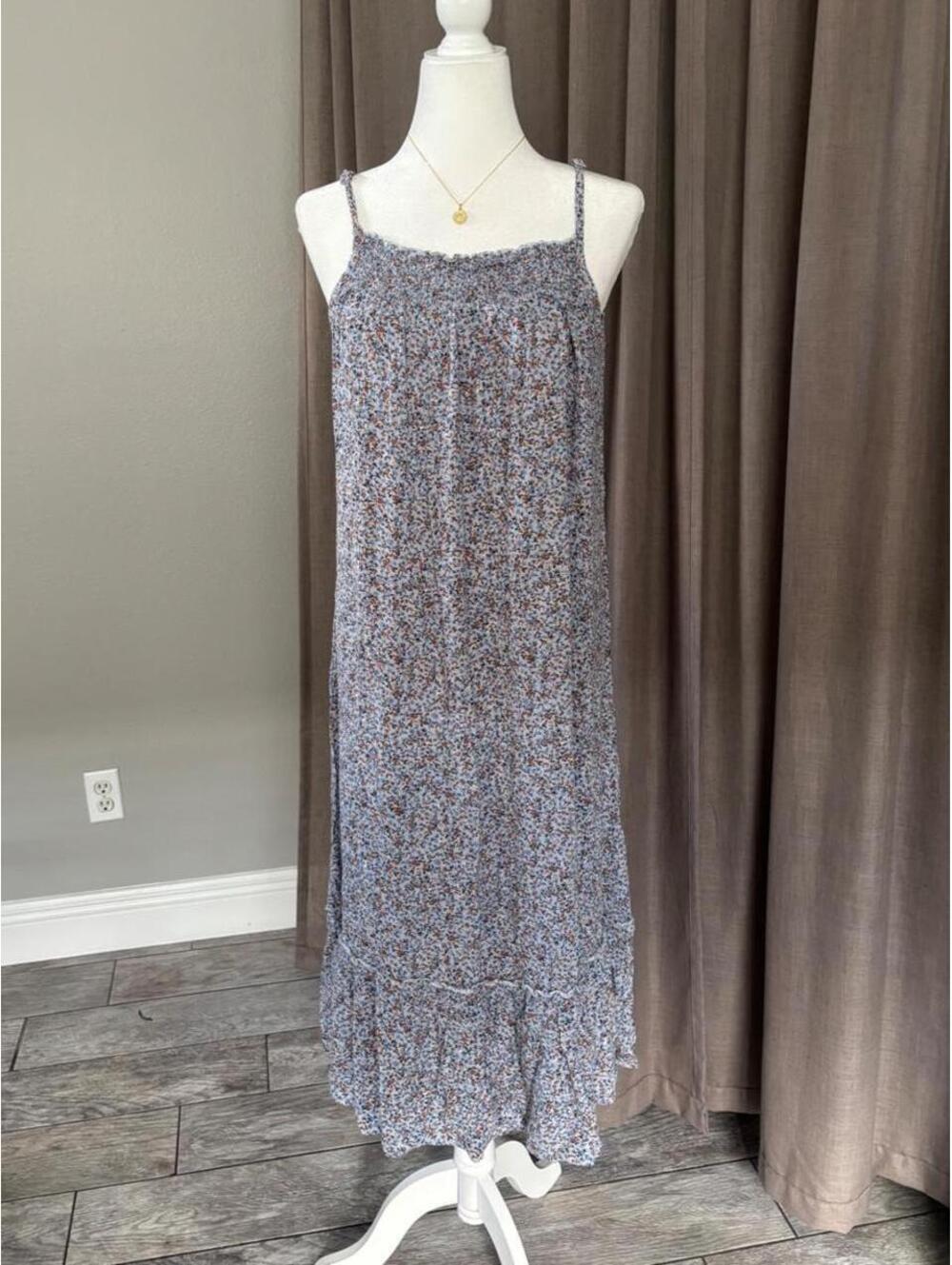 WallFlower Blue Ditsy Floral Ruffle Maxi Dress XL Cottagecore